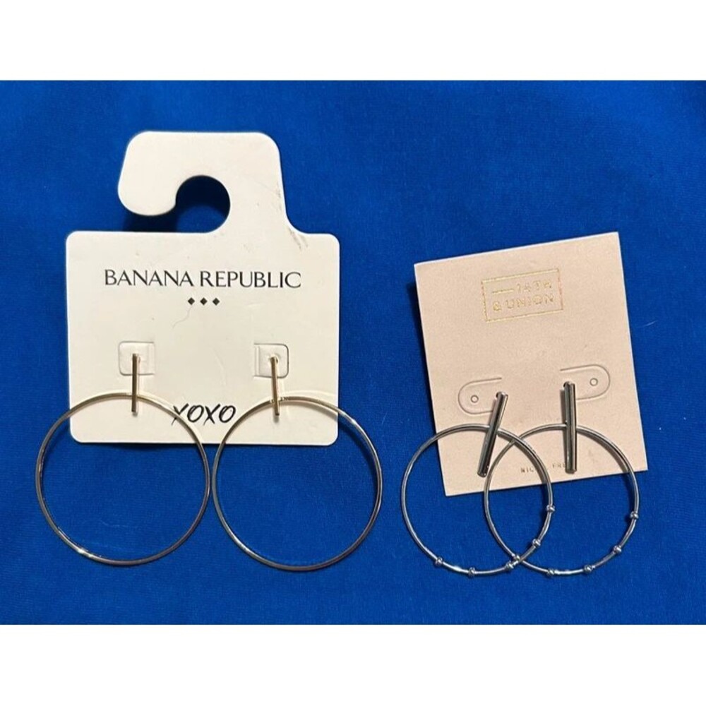 2 pairs of long hoop shaped pierced earrings NWT
